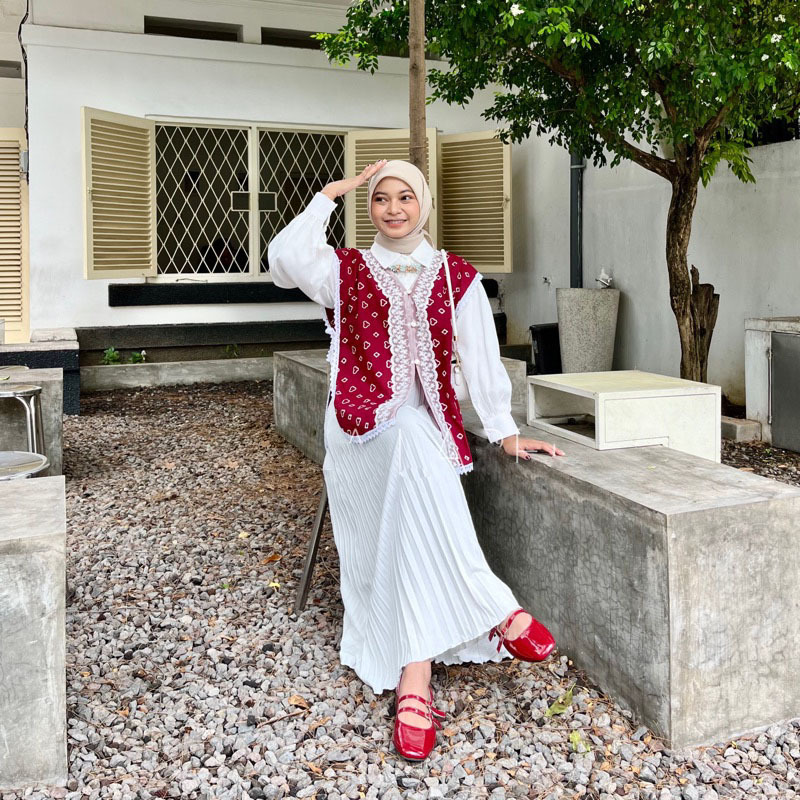 Vest Wanita Renda Outer Kondangan Outwear Batik Lace Korean Look Kekinian Terbaru