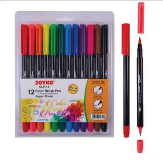 

TERBATAS Color Brush Pen CLP13 Joyko Set 12 Warna Super BrushSpidol Kuas Color