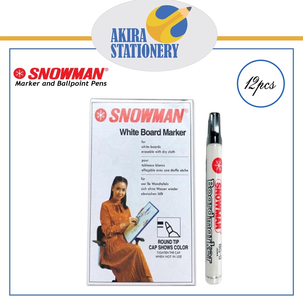 

SPIDOL SNOWMAN BG 12 BOARD MARKER PAPAN TULIS NON PERMANENT 12 PCS KODE D9C1