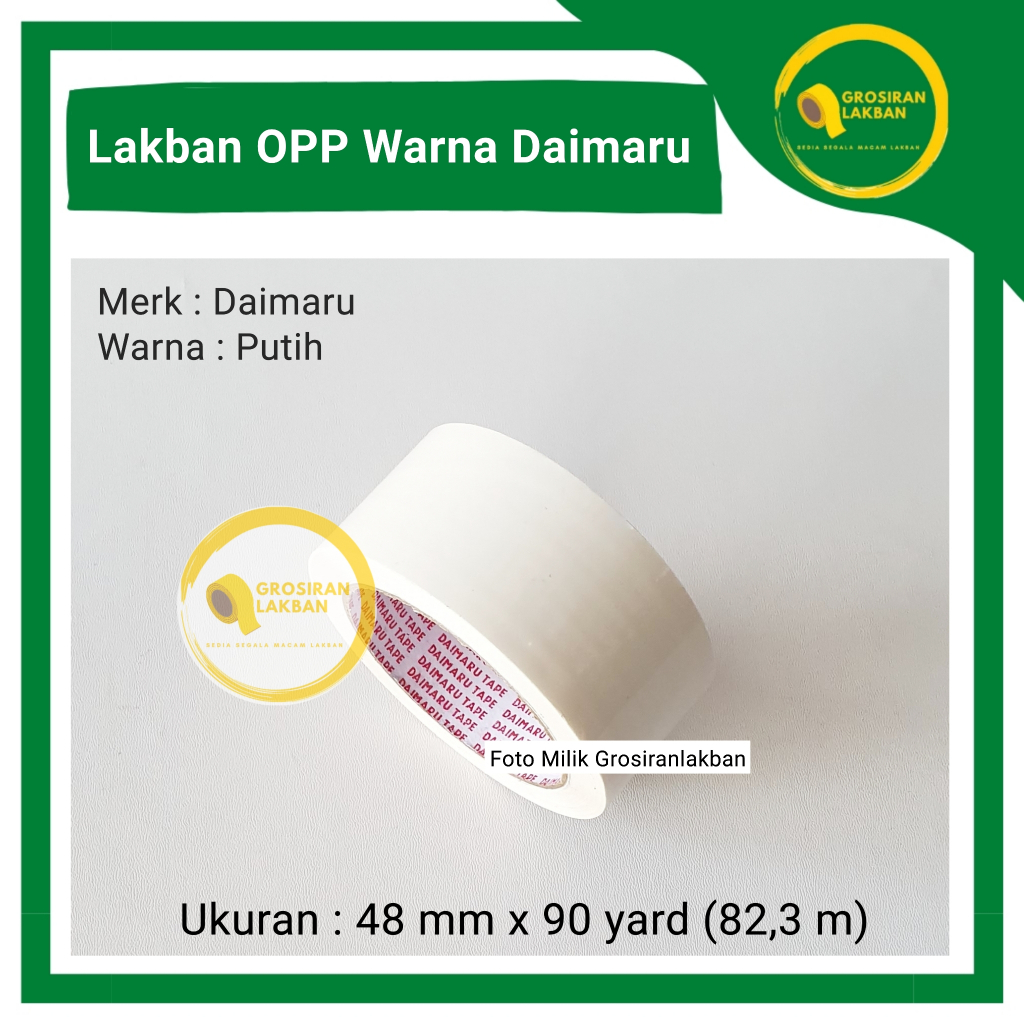 

Lakban Warna Putih Susu 2 Inch Daimaru OPP 48mm x 90y Isolasi Selotip