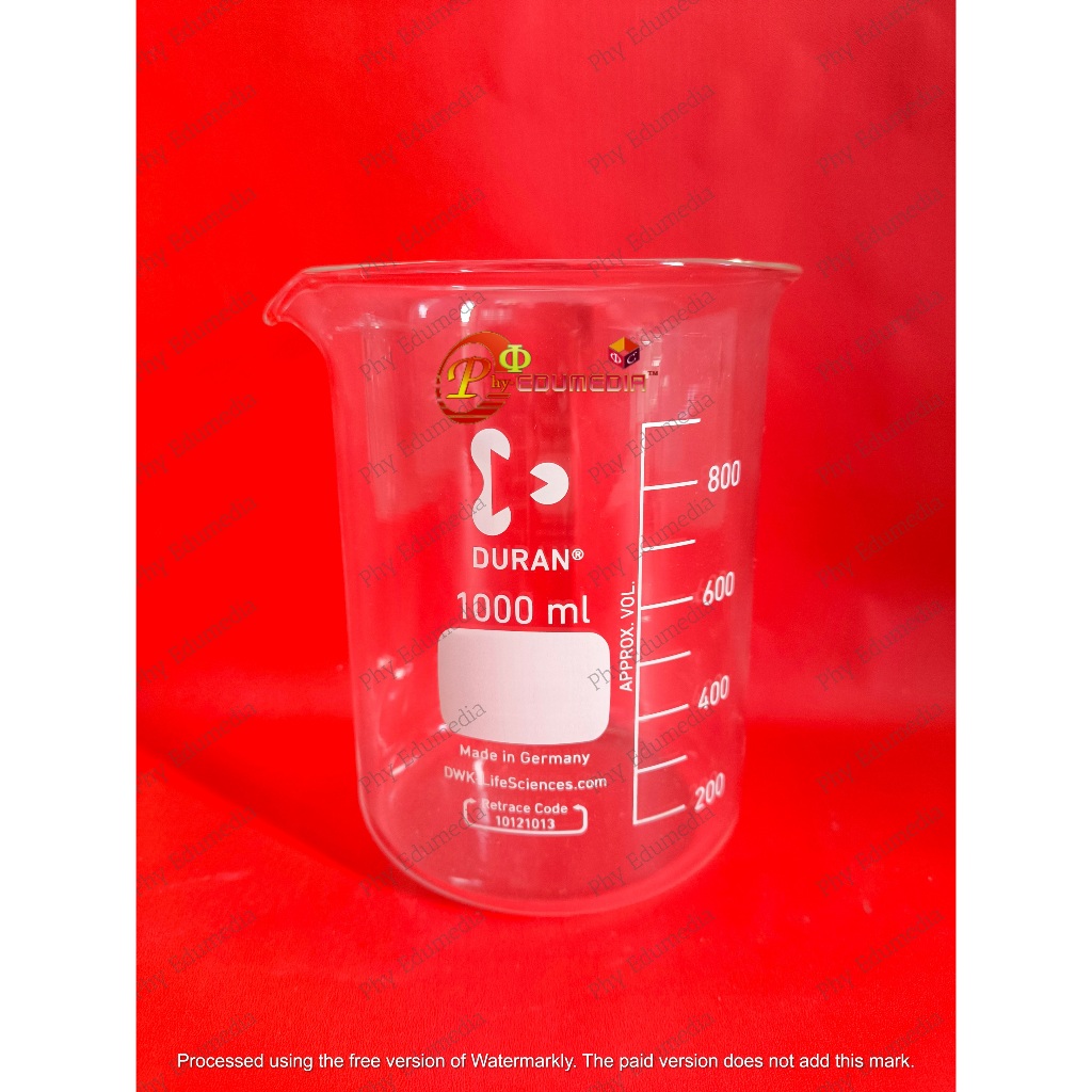 Beaker / Beaker 1000ml Duran / Beaker Glass 1000ml / Gelas Kimia 1000ml DURAN