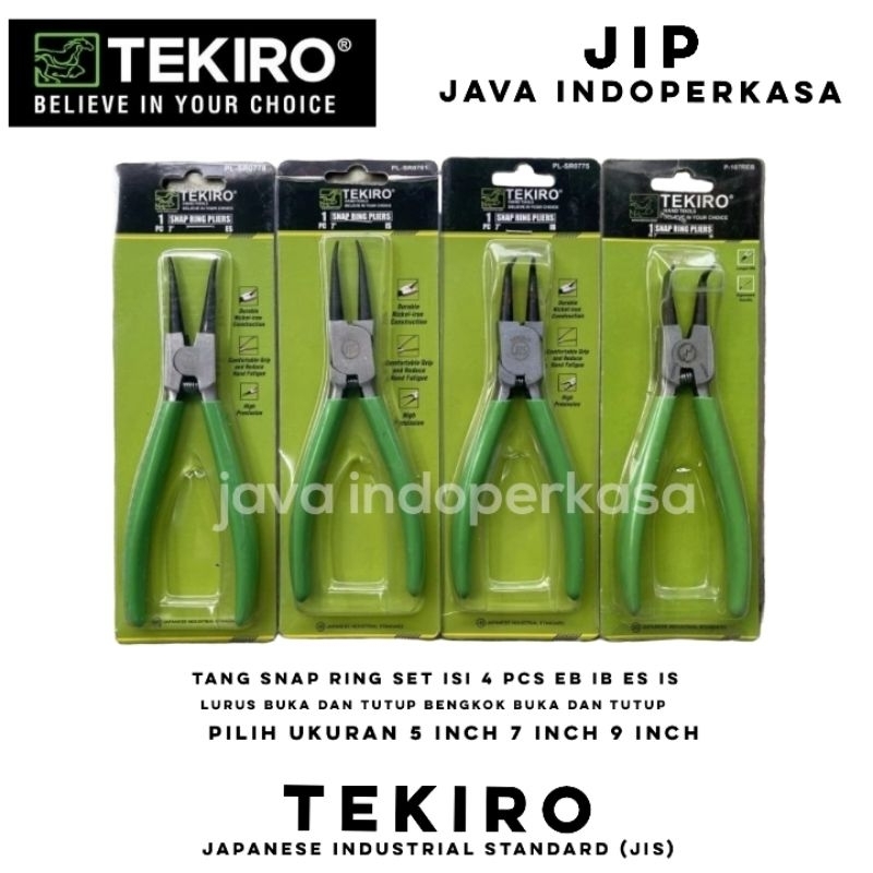TEKIRO tang snap ring set isi 4 pcs EB IB ES IS ukuran 5 7 9 inch tang spi lurus buka dan tutup beng