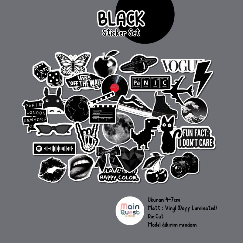 

Sticker Black | Sticker Aesthetic / Sticker Hitam / Sticker Tumblr / Sticker Laptop / Sticker Anti Air / Sticker Vinyl Die Cut / Sticker Kpop / Sticker Cute
