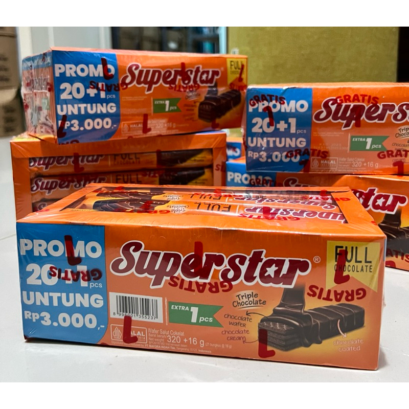

SNACK WAFER SUPER STAR COKLAT 1 BOX 20 PCS
