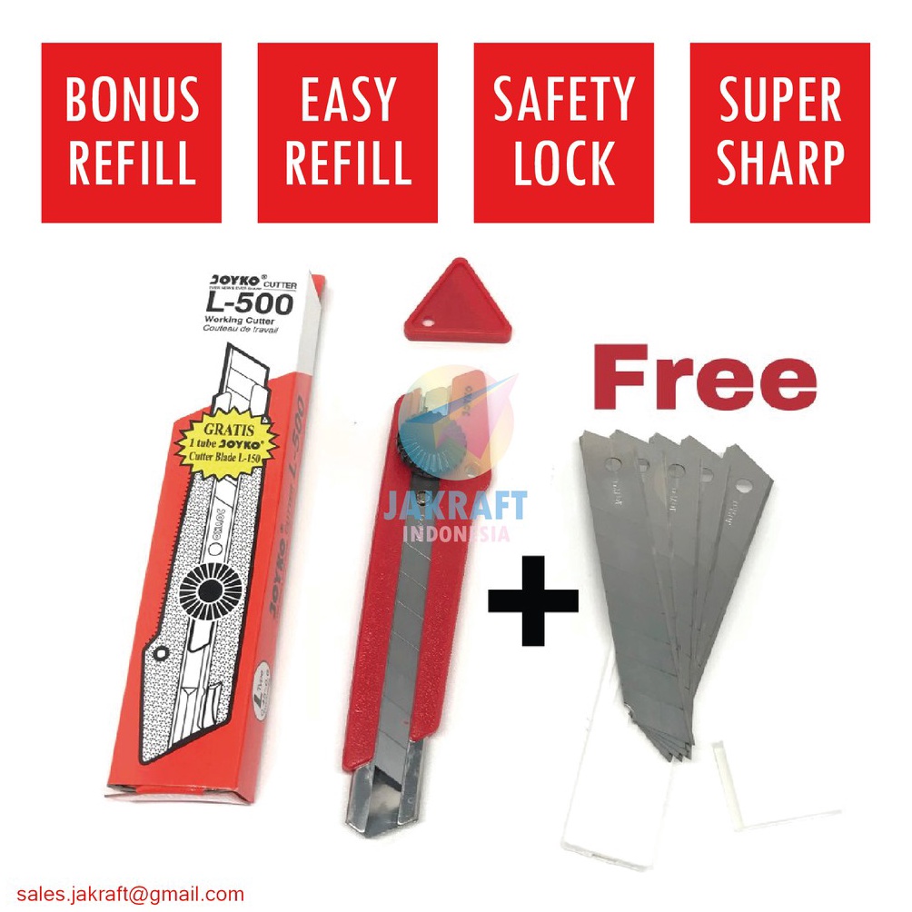 

SERBA SERBI 1 Set PROMO Cutter Besar JOYKO L5 Bonus Refill JOYKO L15 Super Tajam Tahan Banting