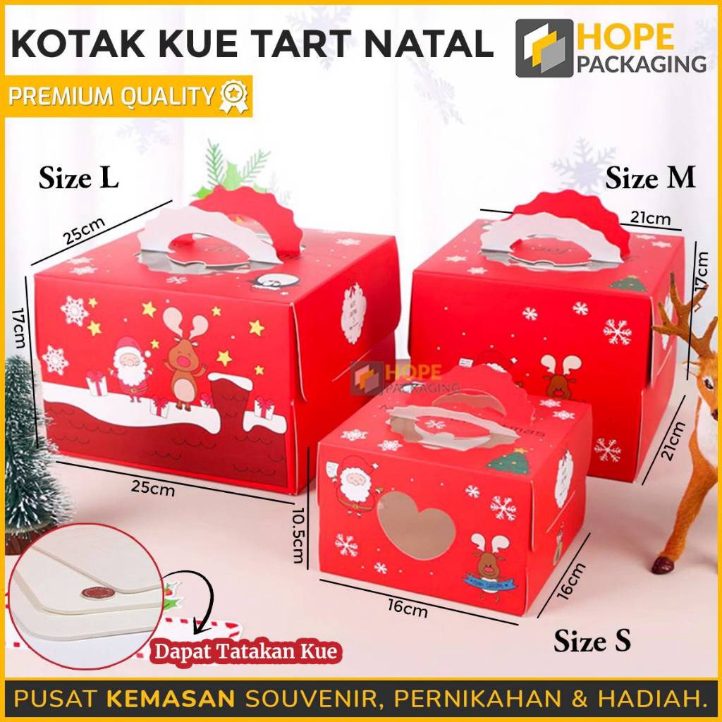 

SPONTAN Kotak Kue Natal Box Merry Christmas Size 25x 25x 17 cm Kotak Kue Natal Box Kue Brownis Cake Box Hampers Chiffon Pudding Tart Hampers Natal Box Kotak Packaging Kue Xmas