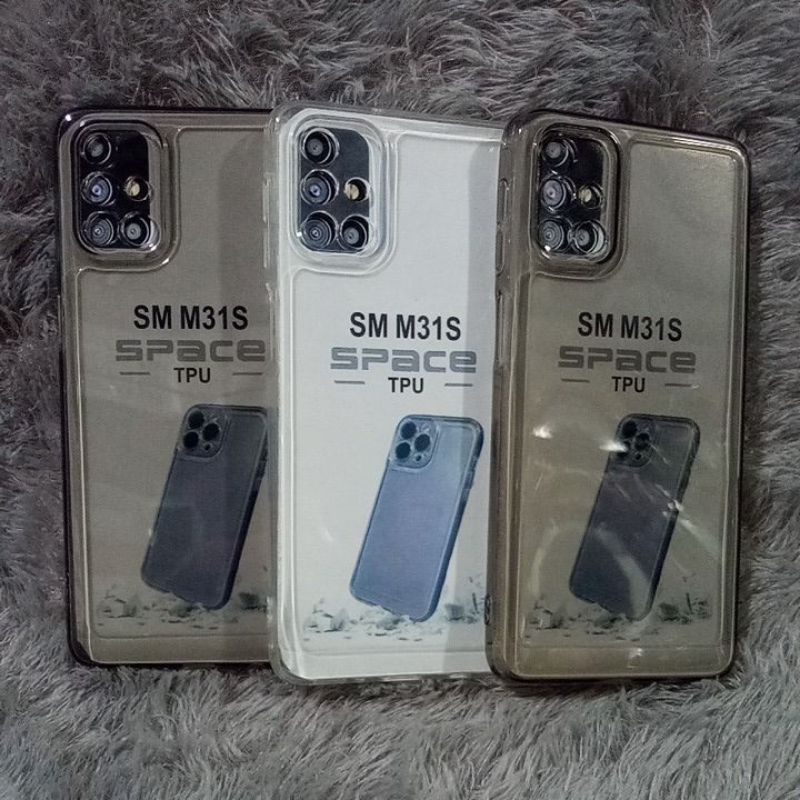 Softcase Casing hp Samsung M31S Silikon Clear Hitam Bening Pelindung Belakang HP
