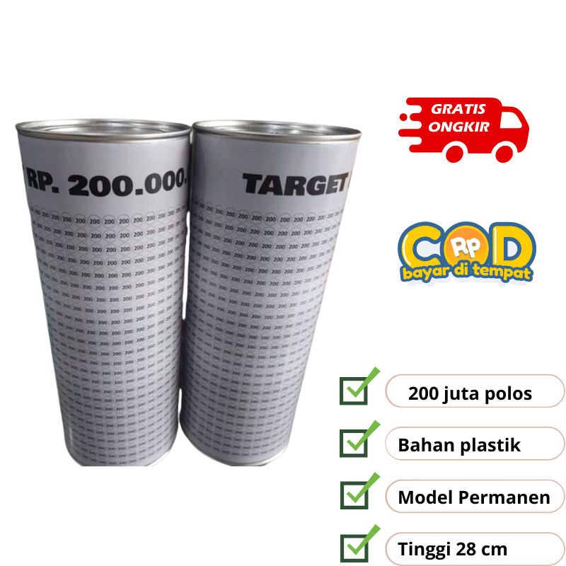 Celengan jumbo Permanen Target 200 juta 200k tabungan target jumbo POLOS ka bah xxl karakter haji me
