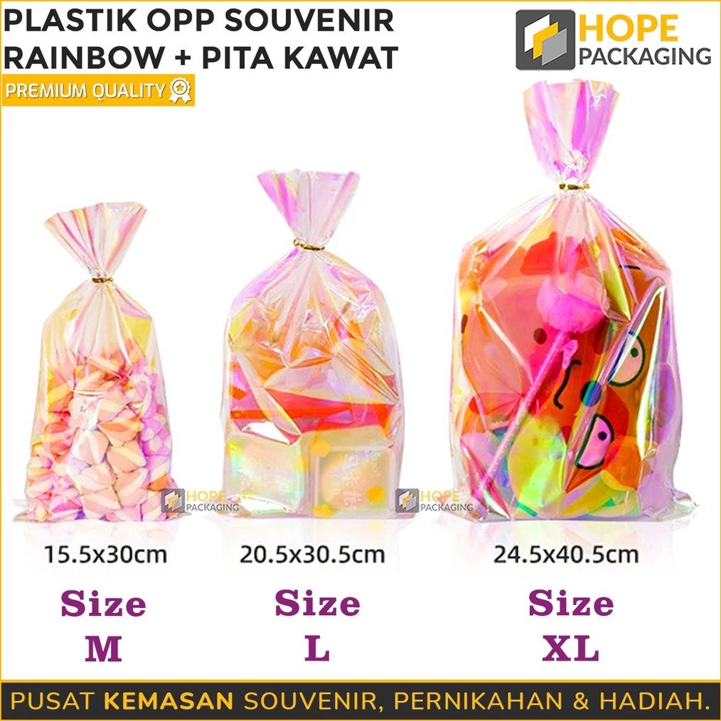 

SERBA SERBI Harga 2 Pcs Plastik OPP Rainbow Hologram Souvenir Snack Ultah Pita Kawat Plastik Bingkisan Souvenir Hadiah Plastik Snack Ultah Plastik PermenBiskuitCoklat