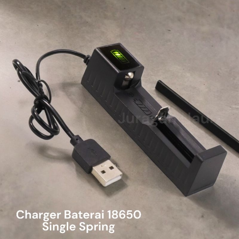Charger Baterai 18650 Single Slot Batre Spring Fast Charging