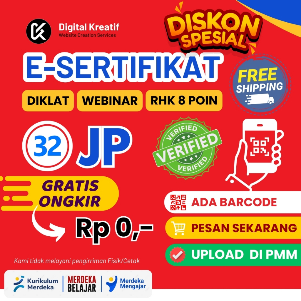 E-Sertifikat Webinar, Diklat, Bimtek, 32JP PMM (RHK 8POIN)