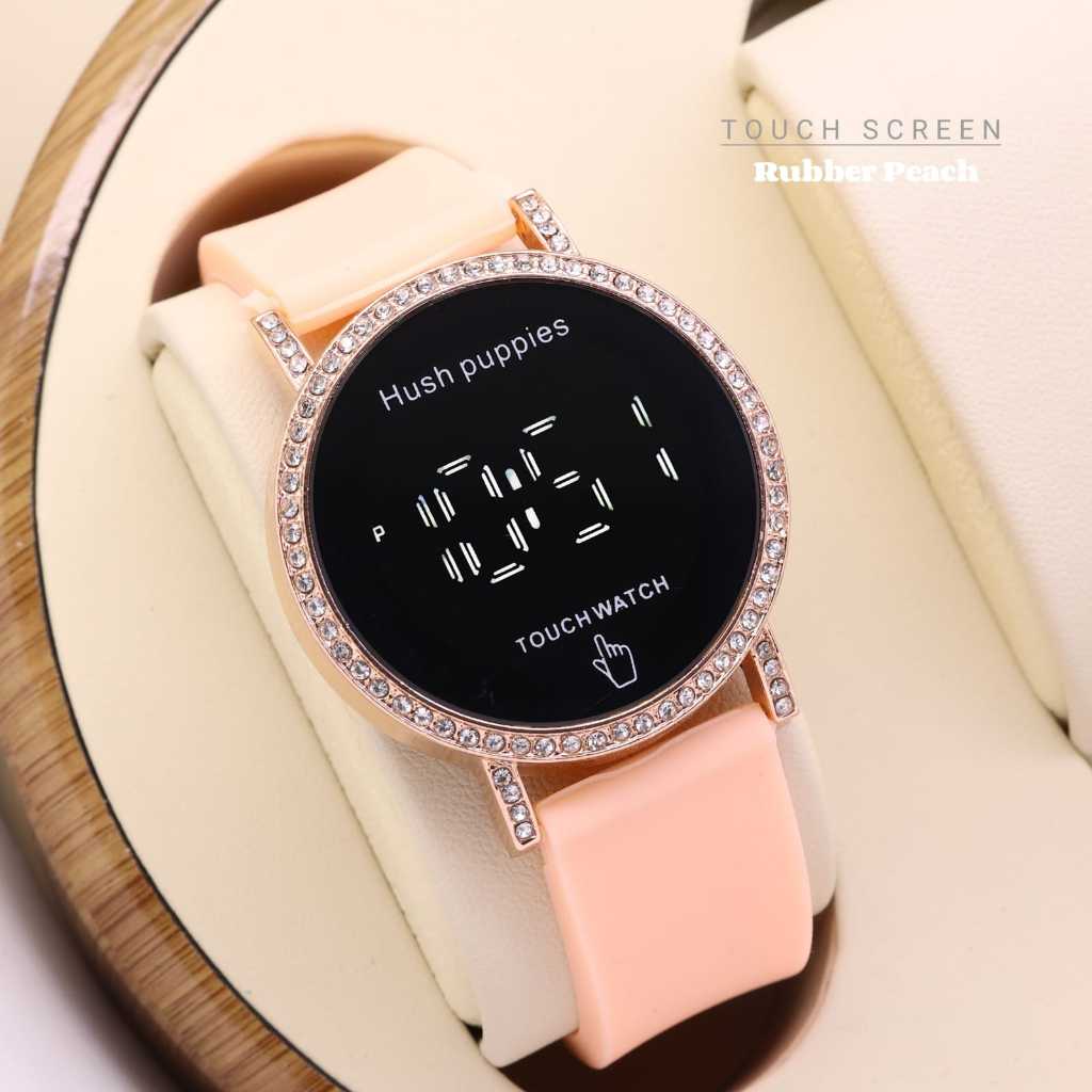 BISA COD JAM TANGAN WANITA HUSH PUPPIES TOUCH WATCH LS6426 TALI RUBBER TANGGAL,BULAN AKTIF FREE BOX