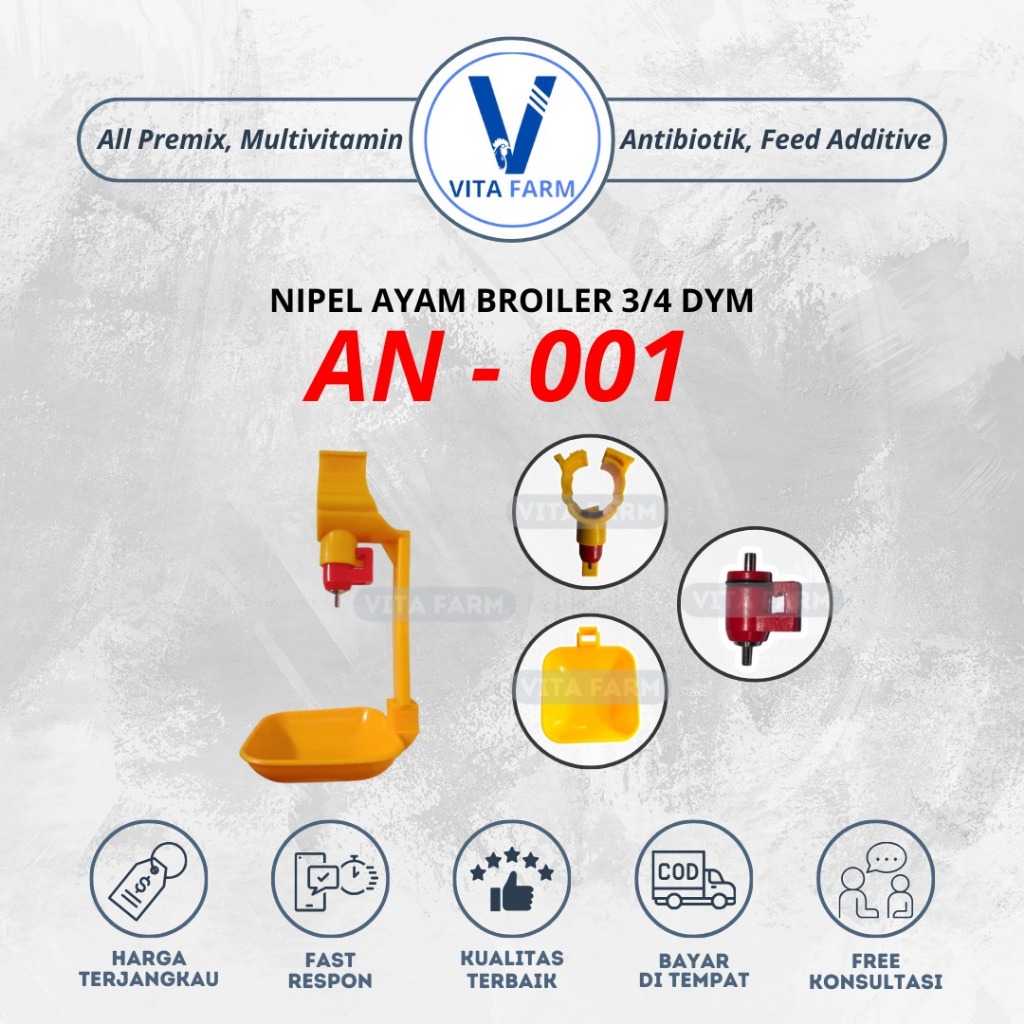 Nipple AN 001 Broiler - Nipel Ayam Pedaging Otomatis Pipa 3/4 Anti Karat