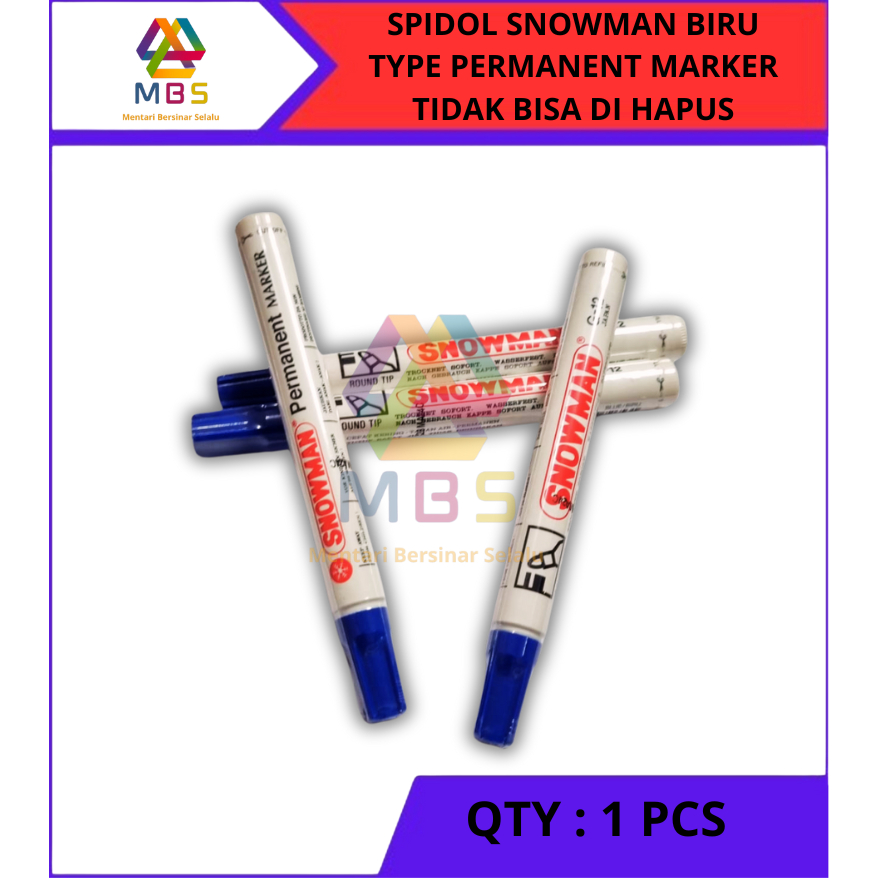 

HARGA 1 PCS SPIDOL SNOWMAN BIRU PERMANENT MARKER TIDAK BISA DIHAPUS TYPE G-12