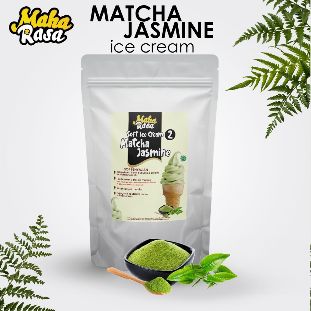

Maha rasa Bubuk Ice cream Rasa Matcha Jasmine Premium Soft Ice Cream 2 ( 1 Kg )