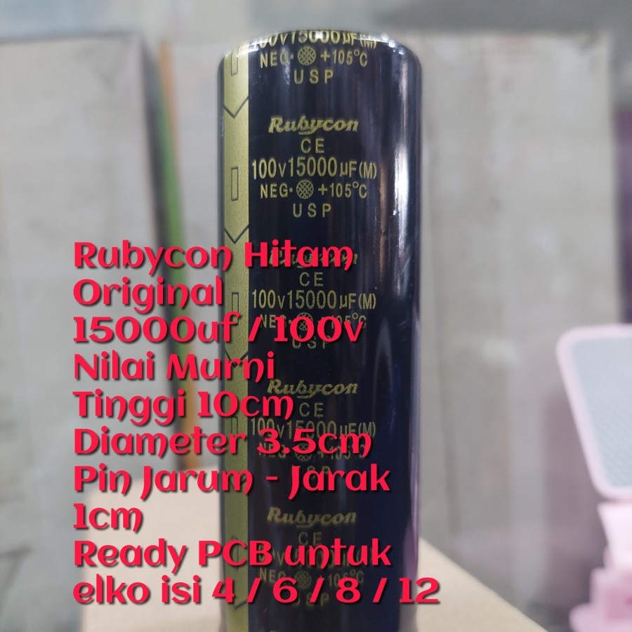 Elko Kapasitor 15000uf 100v Rubycon elco capasitor 15000 uf 100 v hitam original