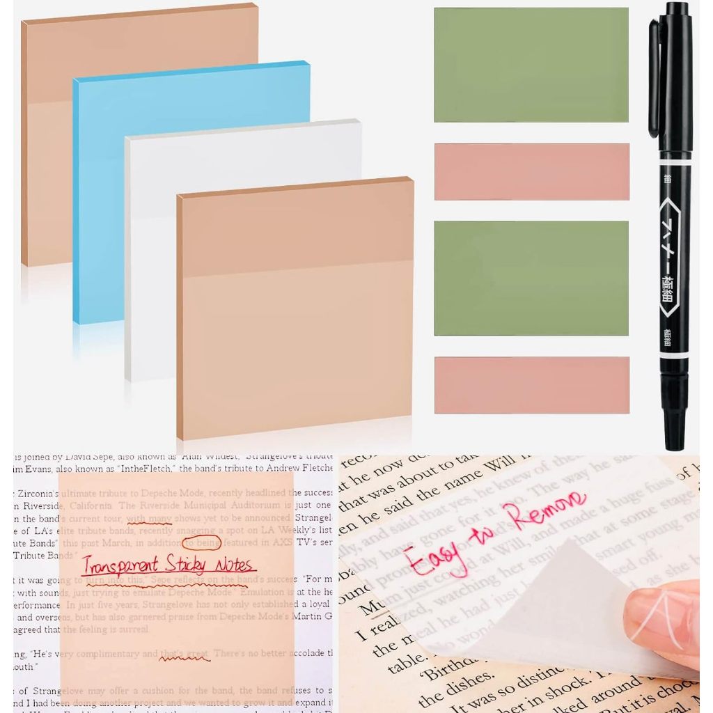 transparant pastel sticky notes aesthetic 76x76mm