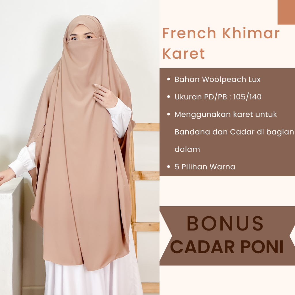 French Khimar Karet / Khimar Jumbo Karet Kain Woolpeach Lux