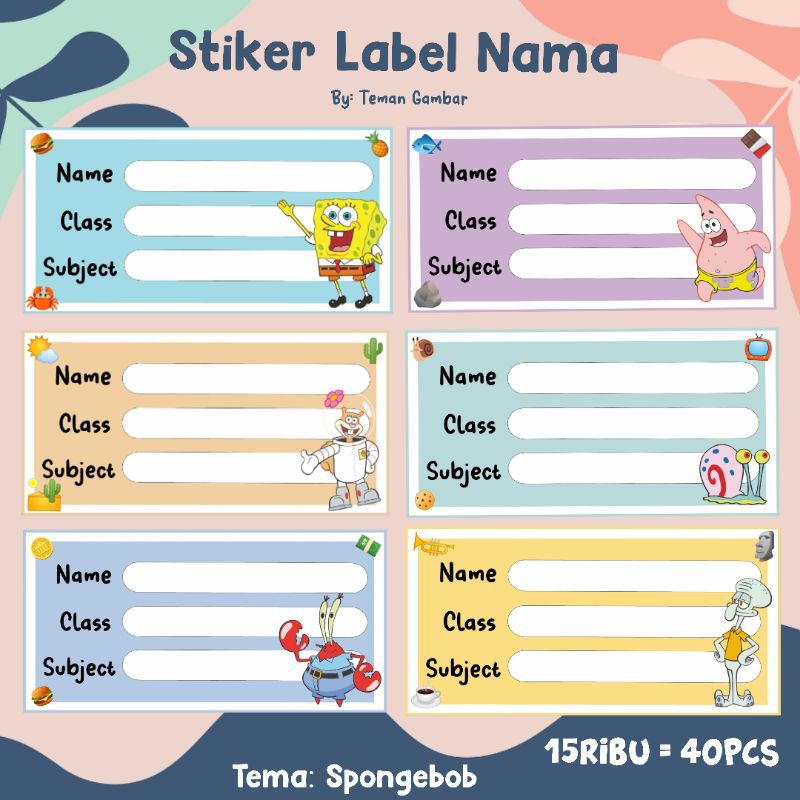 

40 Stiker Nama Buku Spongebob | Stiker Label Nama | Stiker Nama | Stiker Label | Stiker Buku Pelajaran | Stiker Nama Buku | Stiker Lucu | Stiker Nama Lucu | Stiker Label Buku