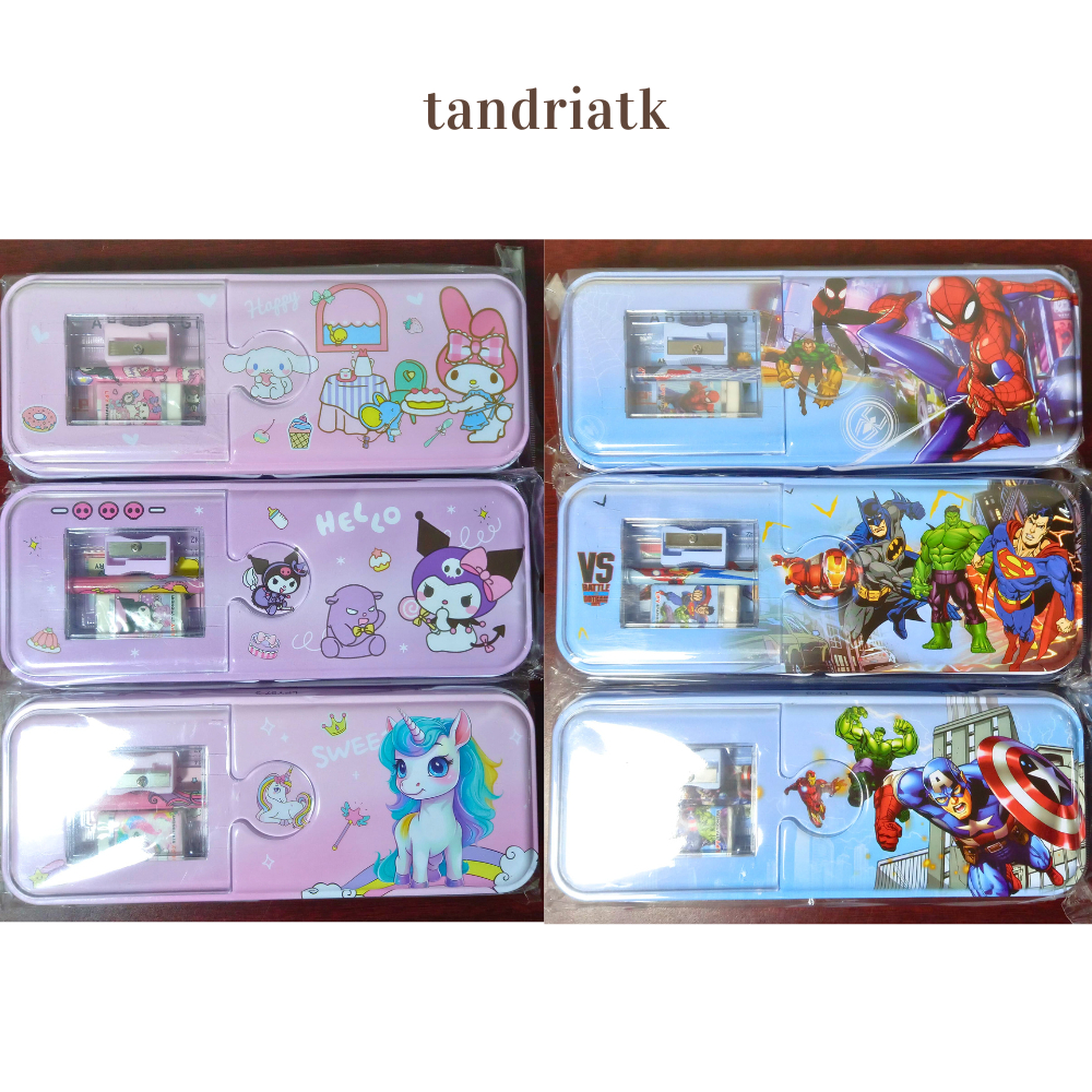 

Tempat Pensil Kaleng Susun 2 Tingkat Alat Tulis SNR LPY 97-3 KT-6647 Motif Kuromoi Cinnamon Melody Superhero