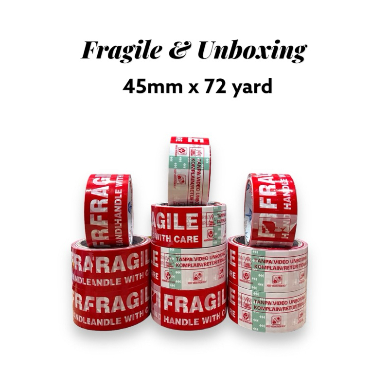

Lakban Fragile Merah Putih & Wajib Video Unboxing 45mm x 72 yard / Selotip Solasi 2” 2 inch inci SEVEN STAR 50 Micron Daya Perekat Kuat & Lengket
