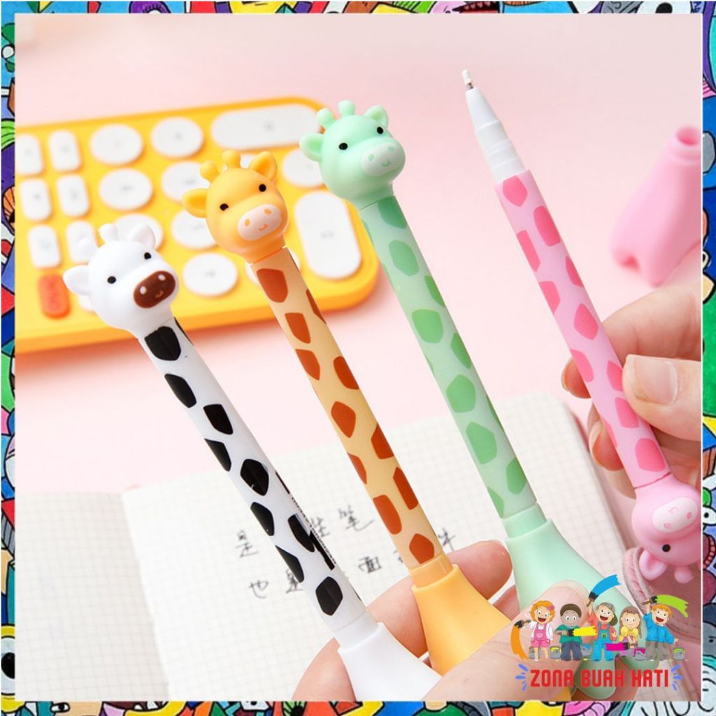 

ZBH Pena Tinta Hitam Karakter Hewan Lucu Model Animal Pen Gel Jerapah Girrafe Ballpen Pena Pulpen Ujung Lancip Karakter