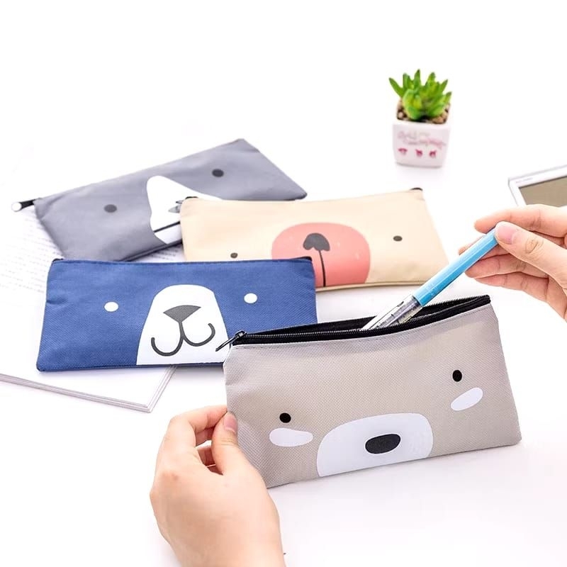 

Tempat Pensil Pulpen Kain Kanvas Motif Karakter Hewan Lucu Kotak Pensil Serbaguna Animal Dompet Pouch