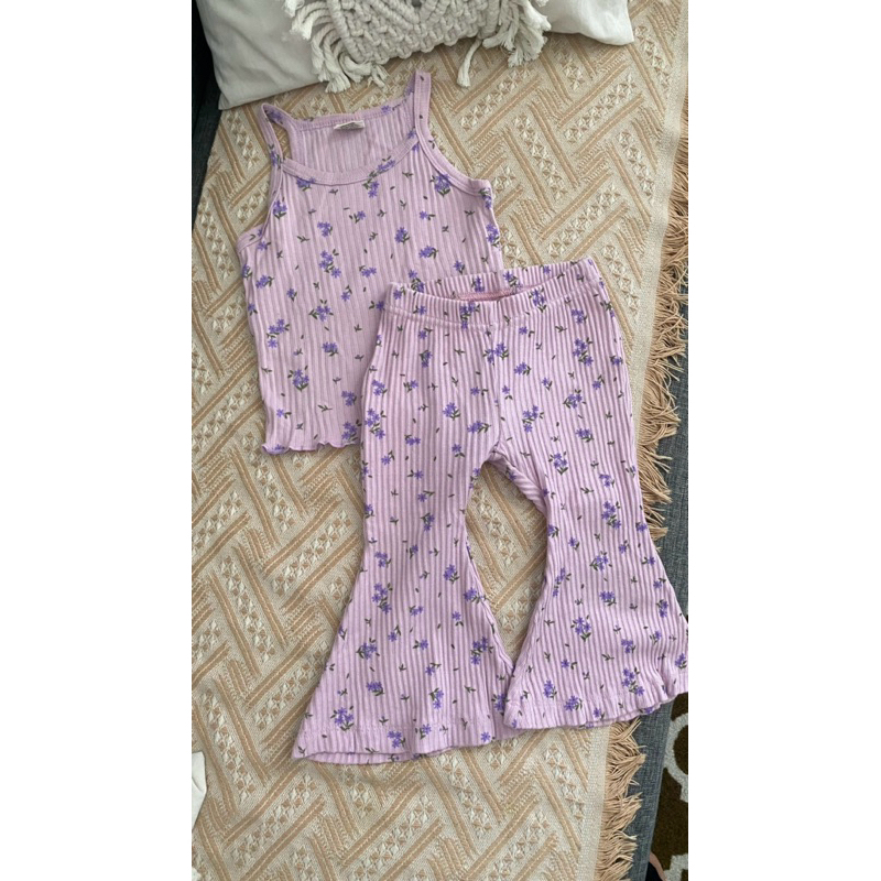 preloved set 2 pcs atasan kutung and cutbray lilac flower bohopanna size 1y maks bb 12kg