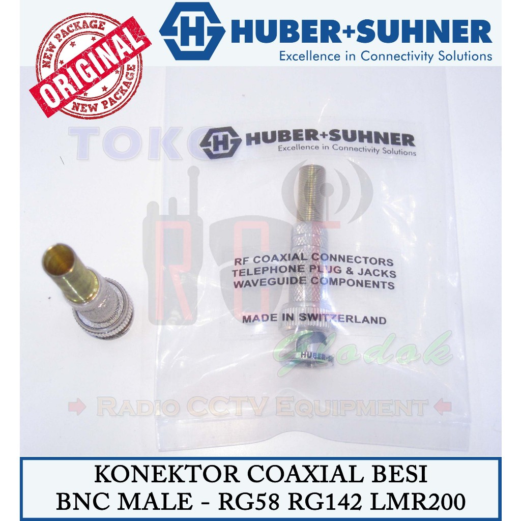 Konektor Connector BNC Male Untuk Kabel Coaxcial RG58 Buntut Metal Besi HuberSuhner