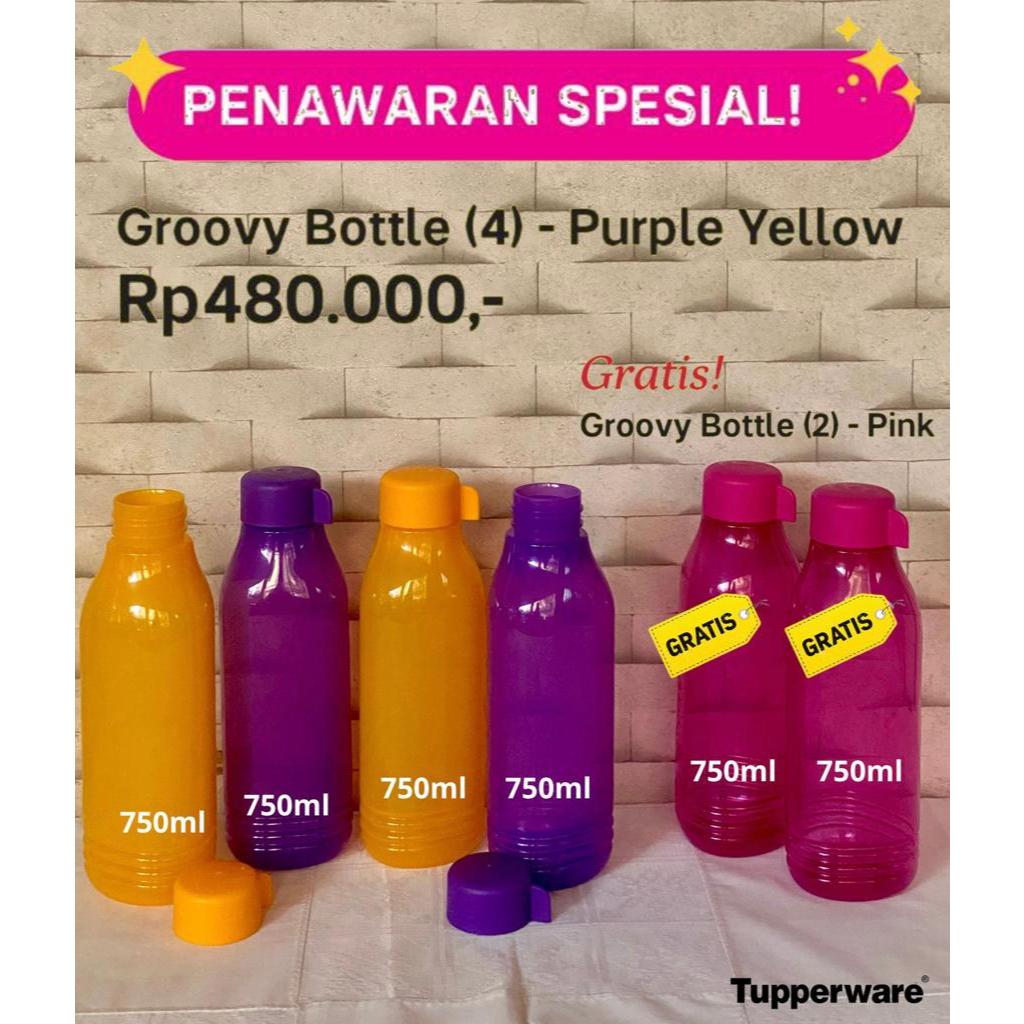 Tupperware eco botol groovy kapasitas 750ml tutup ulir