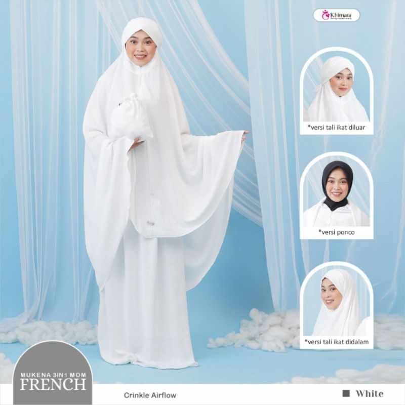 Jual Mukena Putih Mukena Umroh Mukena French 3 in 1 mukena Crinkle Adem Jumbo Dewasa