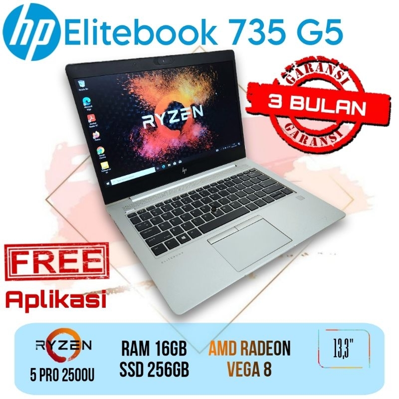 Laptop Ultrabook Premium Hp Elitebook 735 G5 - Ryzen 5 Pro - Ram 16gb - Ssd 256gb