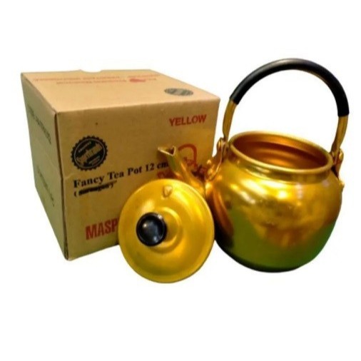 Teko Kuning Fancy Tea 12cm Kettle Pot Air Maspion Yellow Aluminium Tanpa Saringan