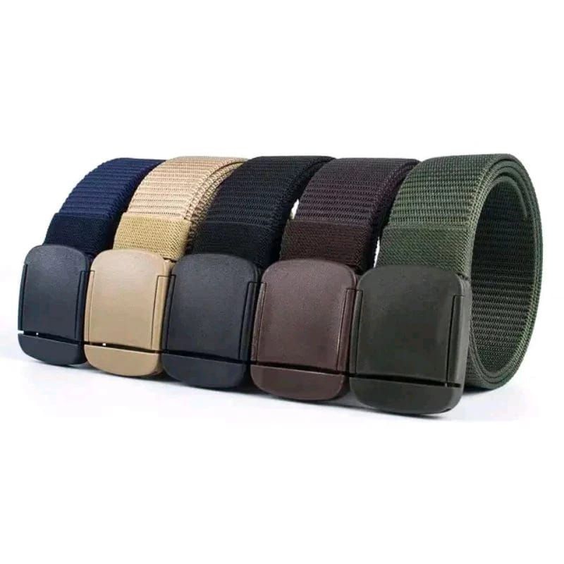 ikat pinggang unisex import bahan tali kanvas nylon anti metal detektor kepla plastik import model j