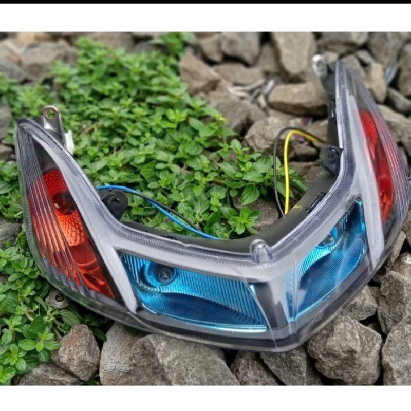 BISA COD 'Reflektor Lampu Sen custom Sein custom Mio Smile Smoke hitam Plus Soket Lampu Sen Depan Mi