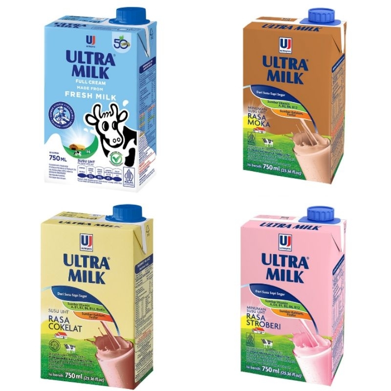 

Susu Ultra 750ml/ Ultra Milk 750ml/ UHT 750ml full cream coklat strawberry moka semua varian