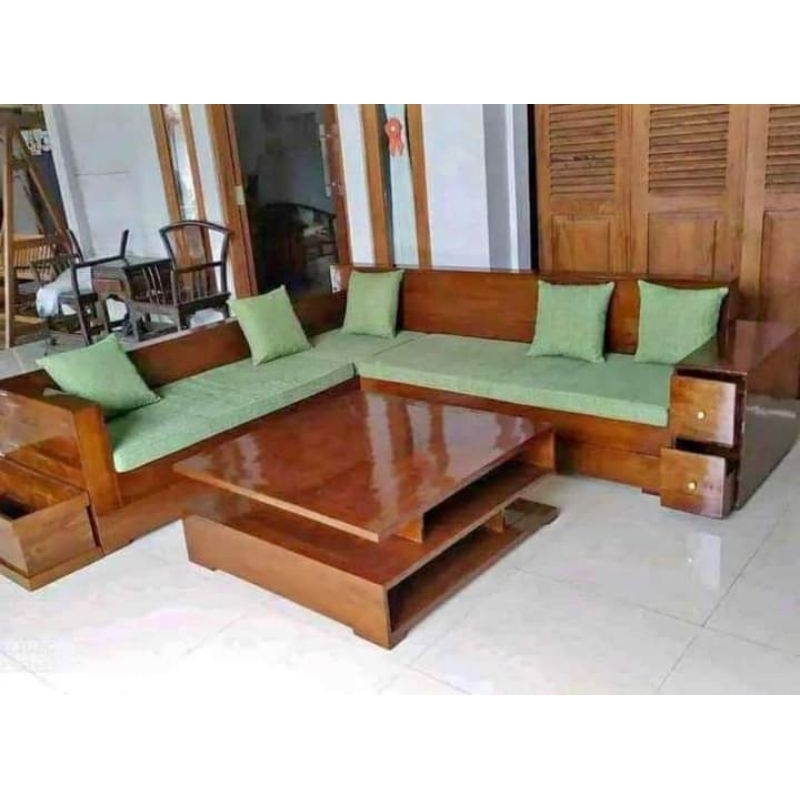 kursi sudut minimalis kayu jati/ kursi tamu minimalis kayu jati