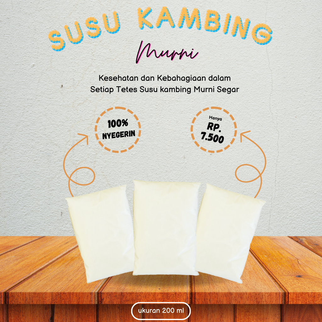 

Susu Kambing 100% Murni Cair Segar Kemasan 200 ml (Beku)