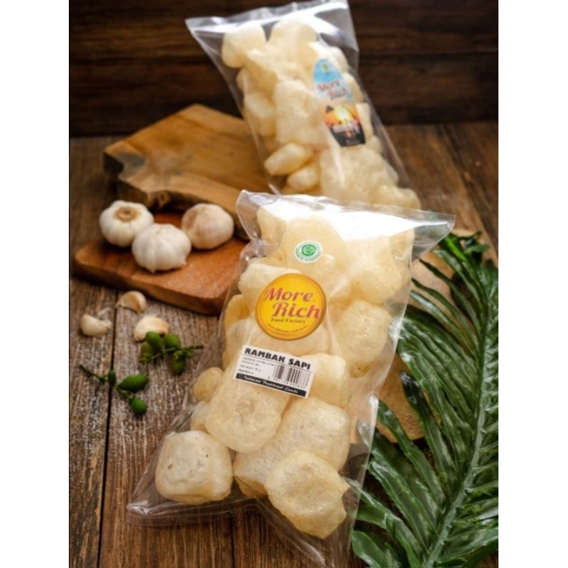 

(harga Promo isi 3bungkus) Rambak Sirloin (Kerupuk Kulit Sapi) Snack MoreRich rasa original