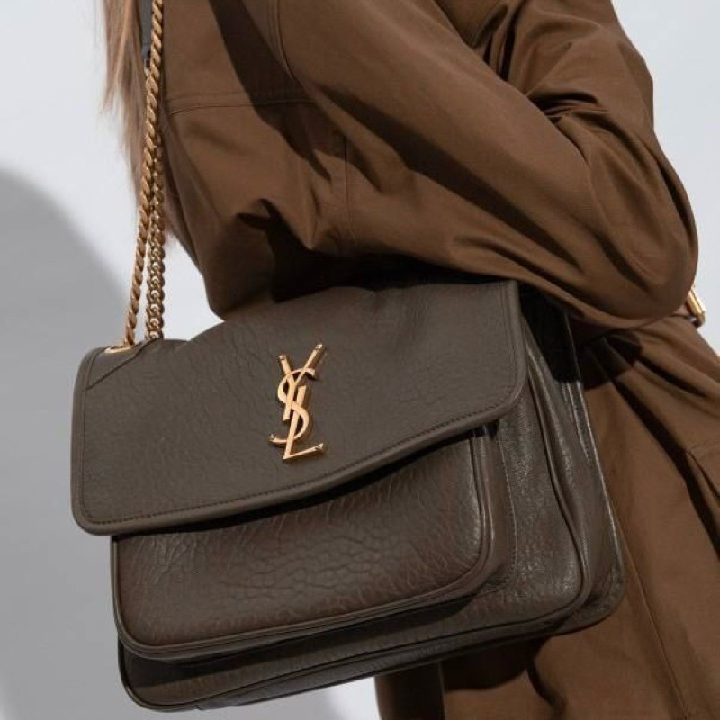 Original Saint Laurent YSL Niki Medium Shoulder Bag in Grained Lambskin