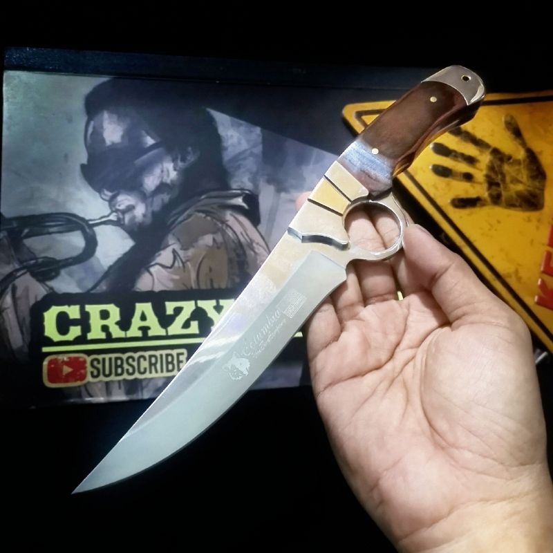 Pisau Survival Columbia Full Tang Gagang Kayu – Model Bowie Outdoor Tajam & Kokoh