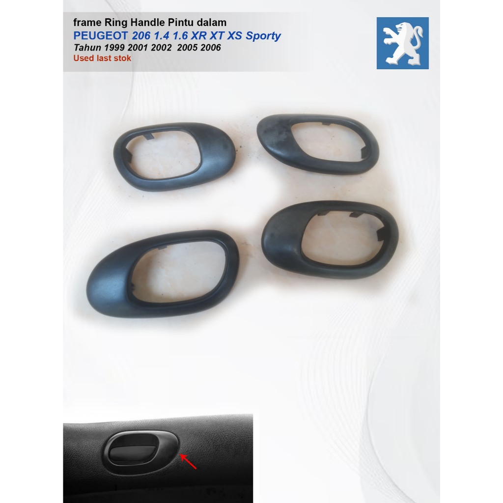 frame Ring Handle Pintu dalam PEUGEOT 206 1.4 1.6 XR XT XS Sporty