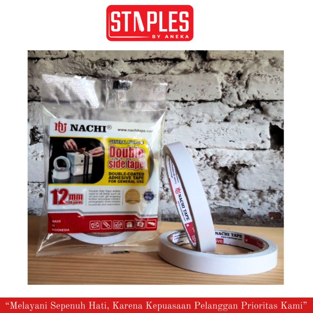 

Nachi Double Tape 12Mm x 10Yard / Perekat 2 Sisi / Double Tape 1/2 Inch