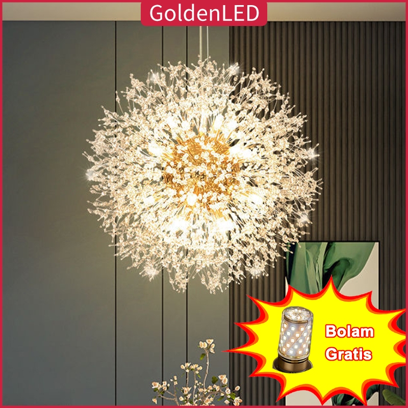 GOLDEN LED Lampu Gantung Hias Kristal Dandelion Firework 3in1 Color - NE303 56 watt , Lampu Kembang 