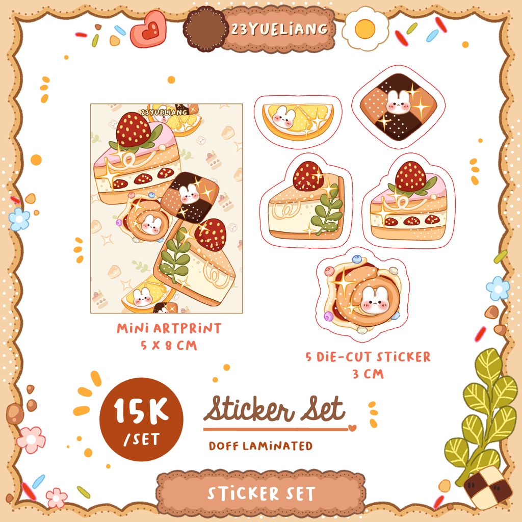 

Sticker set Cookies, Stiker vinil dan mini art print laminasi doff kukis untuk dekor buku, tumblr