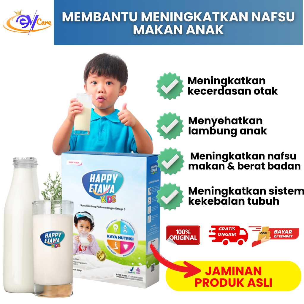 

Happy Etawa Kids Susu Anak Penambah Nafsu Makan dan Penambah Berat Badan 225 gram