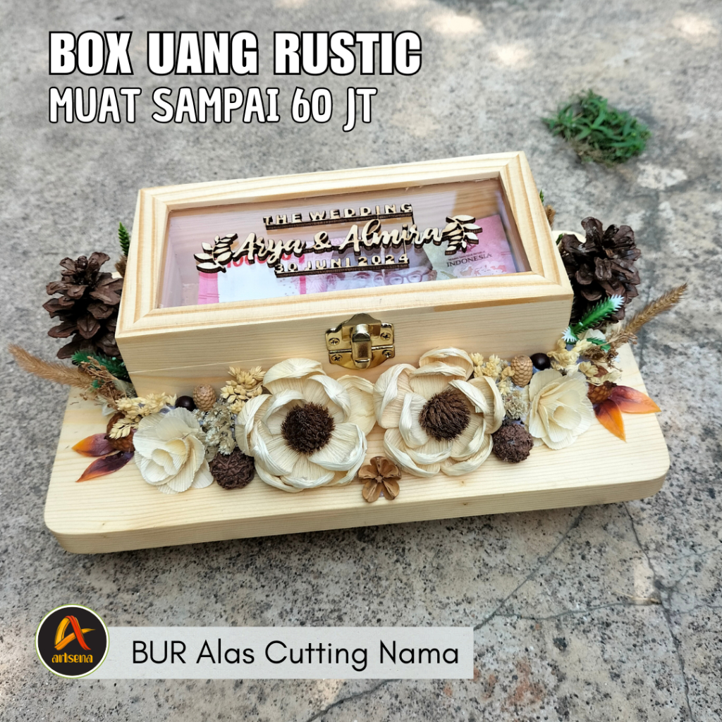 Kotak Uang Mahar Rustic Kayu Jati / Box Uang Seserahan Rustic Kayu Jati