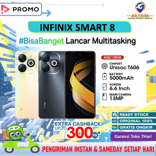 HP INFINIX Smart 8 RAM 4GB ROM 128GB Garansi Resmi INFINIX INDONESIA