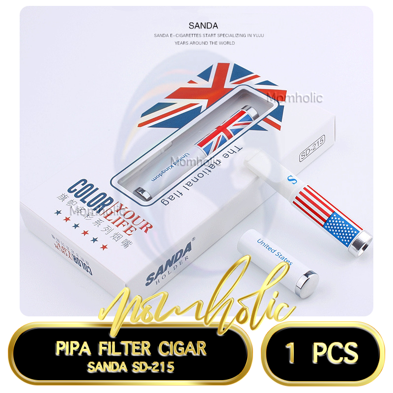 SANDA SD-215 Pipa Filter Premium Penyaring Racun Asap TarNic Pipa Holder PipaRokok Pipa Cangklong
