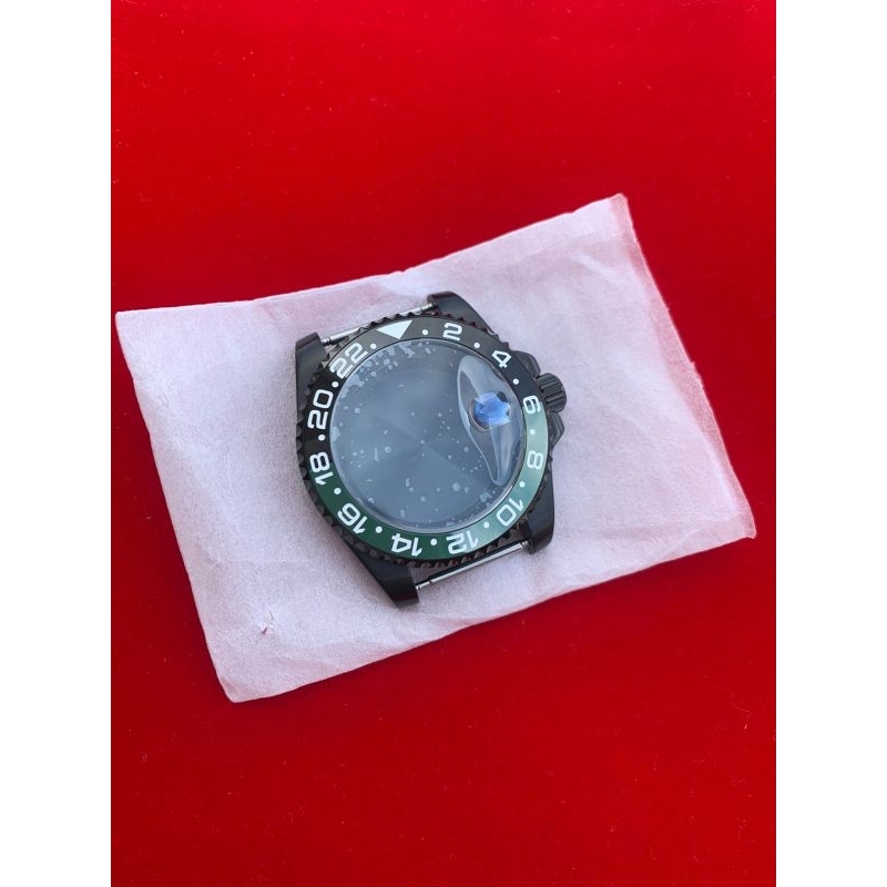 Case jam tangan 40mm stenlistell hitam 316L padat ceramik ring hitam hijau padat 316L